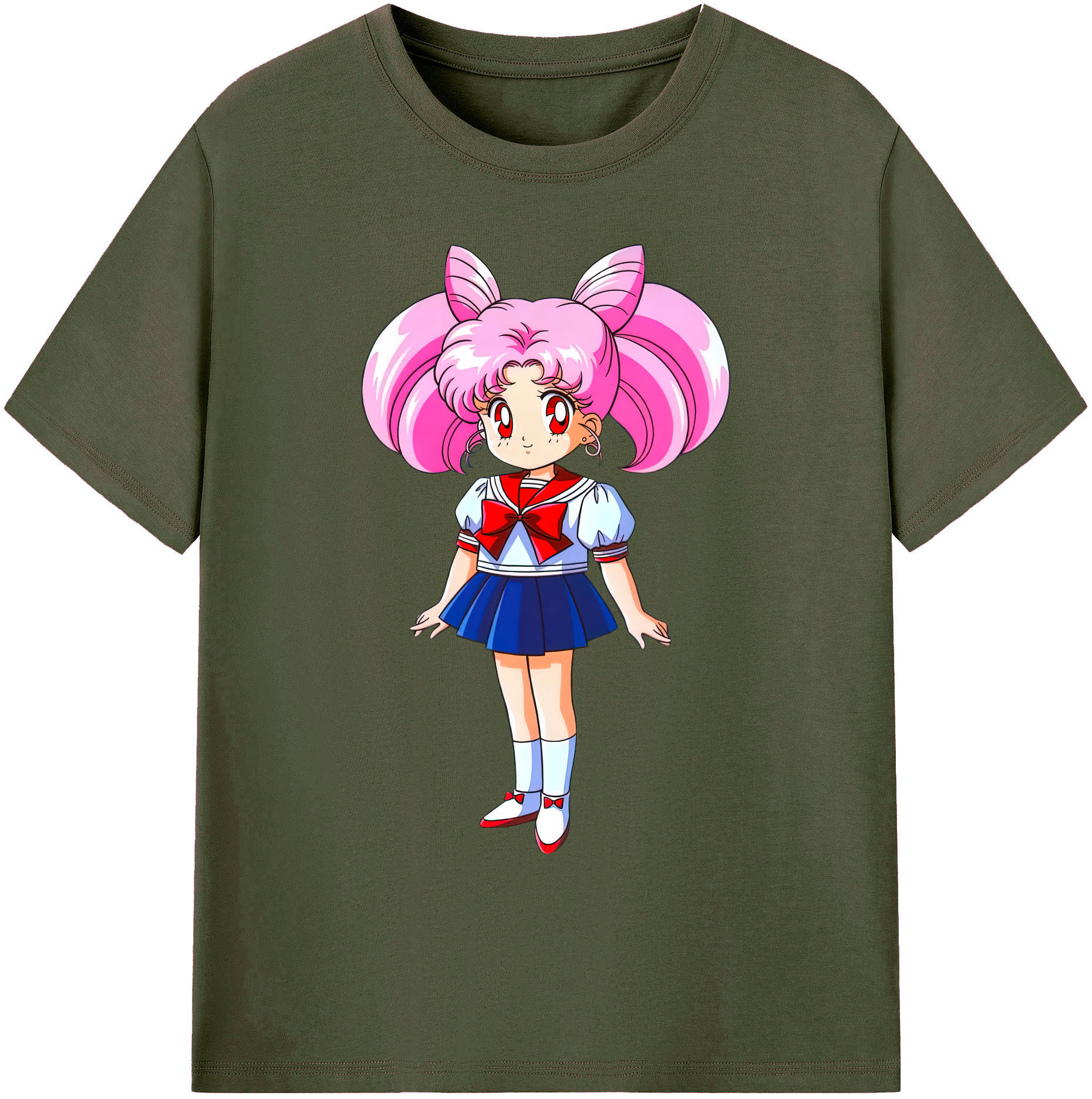 （画像用） 美少女戦士セーラームーン ちびうさ Sailor Moon Chibiusa Tsukino Usagi Small Lady Serenity 綿100％ メンズ半袖Tシャツ｜肌触りやわらか＆通気性